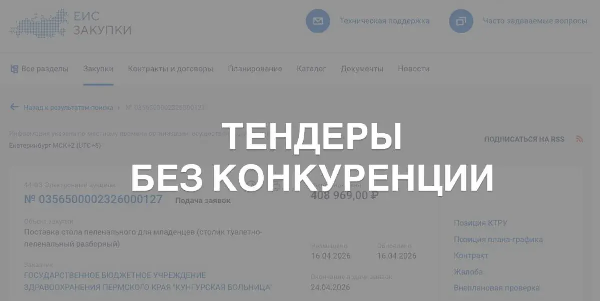Надпись «Тендеры без конкуренции» на фоне страницы сайта о проверке рисков перед участием в закупке Надпись «Тендеры без конкуренции» на фоне страницы сайта о проверке рисков перед участием в закупке